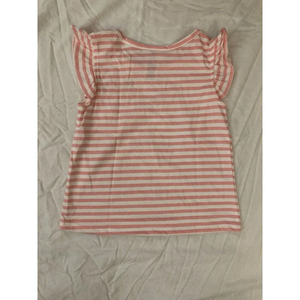 Size 5 Little Lass girl clothes - 1 piece T shirt | striped pink & flower theme